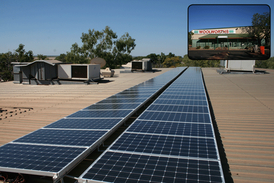 The 20kW solar PV system installed on the roof of Woolworth in Derby, WA is the first such installation for the company. The 20kW solar PV system installed on the roof of Woolworth in Derby, WA is the first such installation for the company.