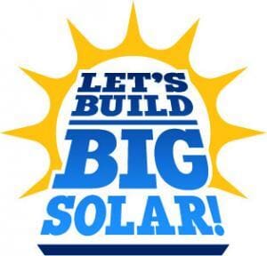 100 Renewable Let's build big solar logo