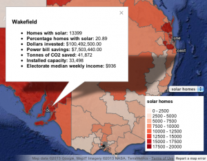 Australian solar map electorate statistics