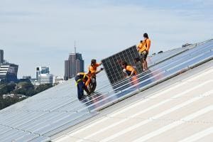 Ivor installing on Cockatoo Island solar installation on Cockatoo Island