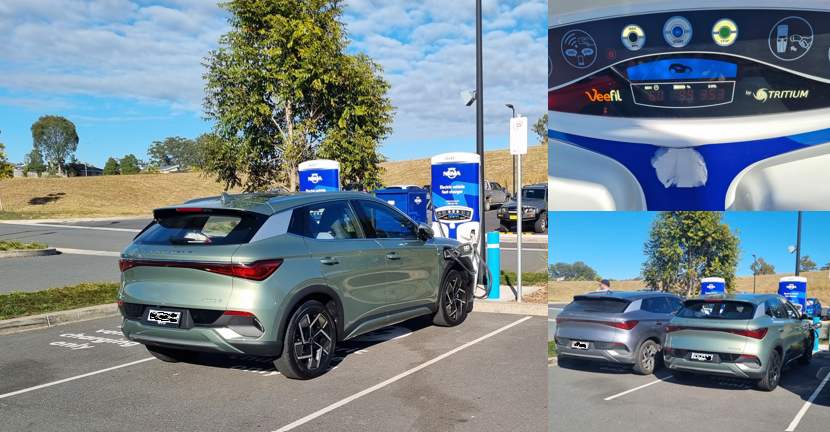 BYD Electric Vehicle fast charging at Thrumster NRMA Fast Charger