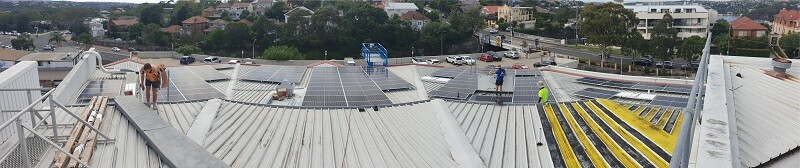 Balgowlah RSL 91kw solar panel installation panorama 2