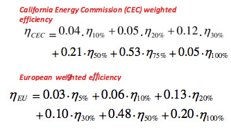 CEC and Euro efficiency CEC vs Euro weighted inverter efficiency formulas