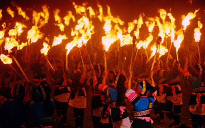 Mirrors use to burn torches in religious ceremonies