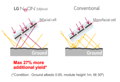 LG bifacial panel vs monofacial