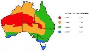 STC Zones in Australia as of 1st January 2019