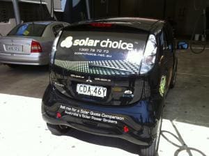 Solar Choice Mitsubishi i Miev rear Solar Choice Mitsubishi i Miev
