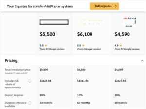 Solar Choice Quote Comparison screenshot