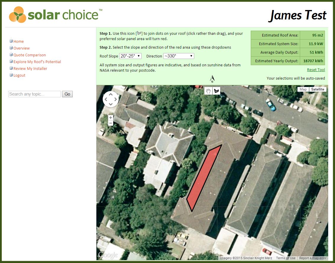 Solar Choice User Experience Explore Roof Potential 2