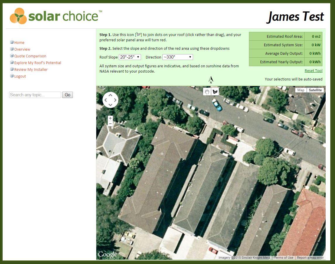 Solar Choice User Selection Explore Roof Potential 1 before