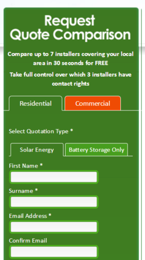 Solar Quote Comparison Request box