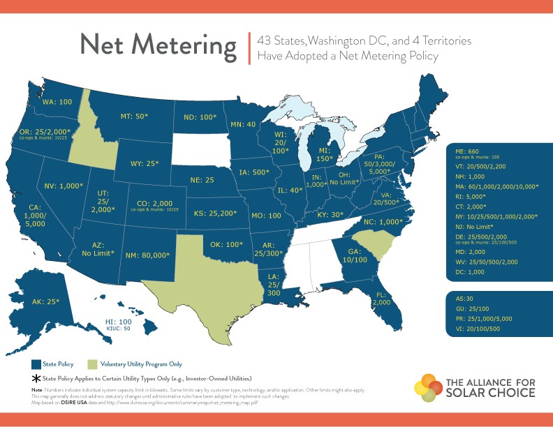 TASC Net Metering USA map