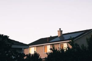 house roof in the evening light