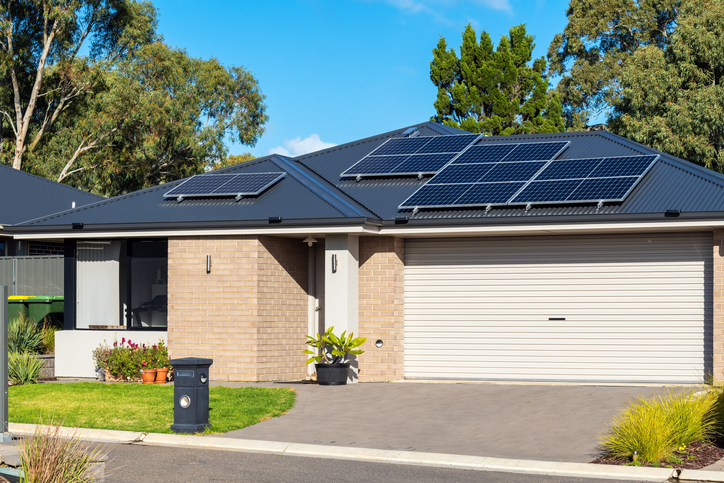 Solar panels on the roof of Australian house